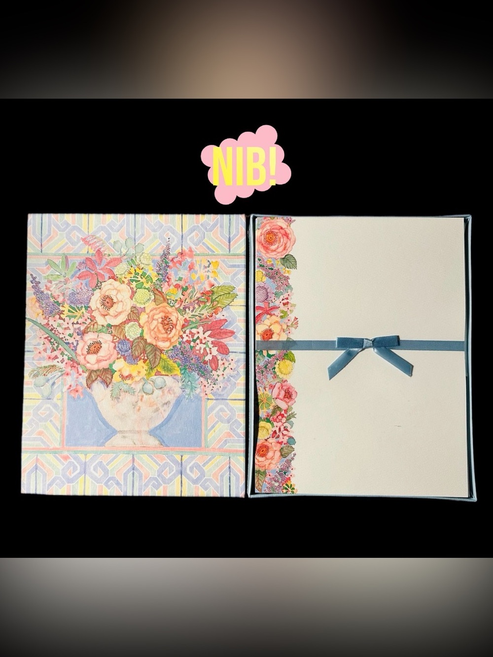 Gibson Boxed Stationery Set with Floral Border Paper and Matching Envelopes